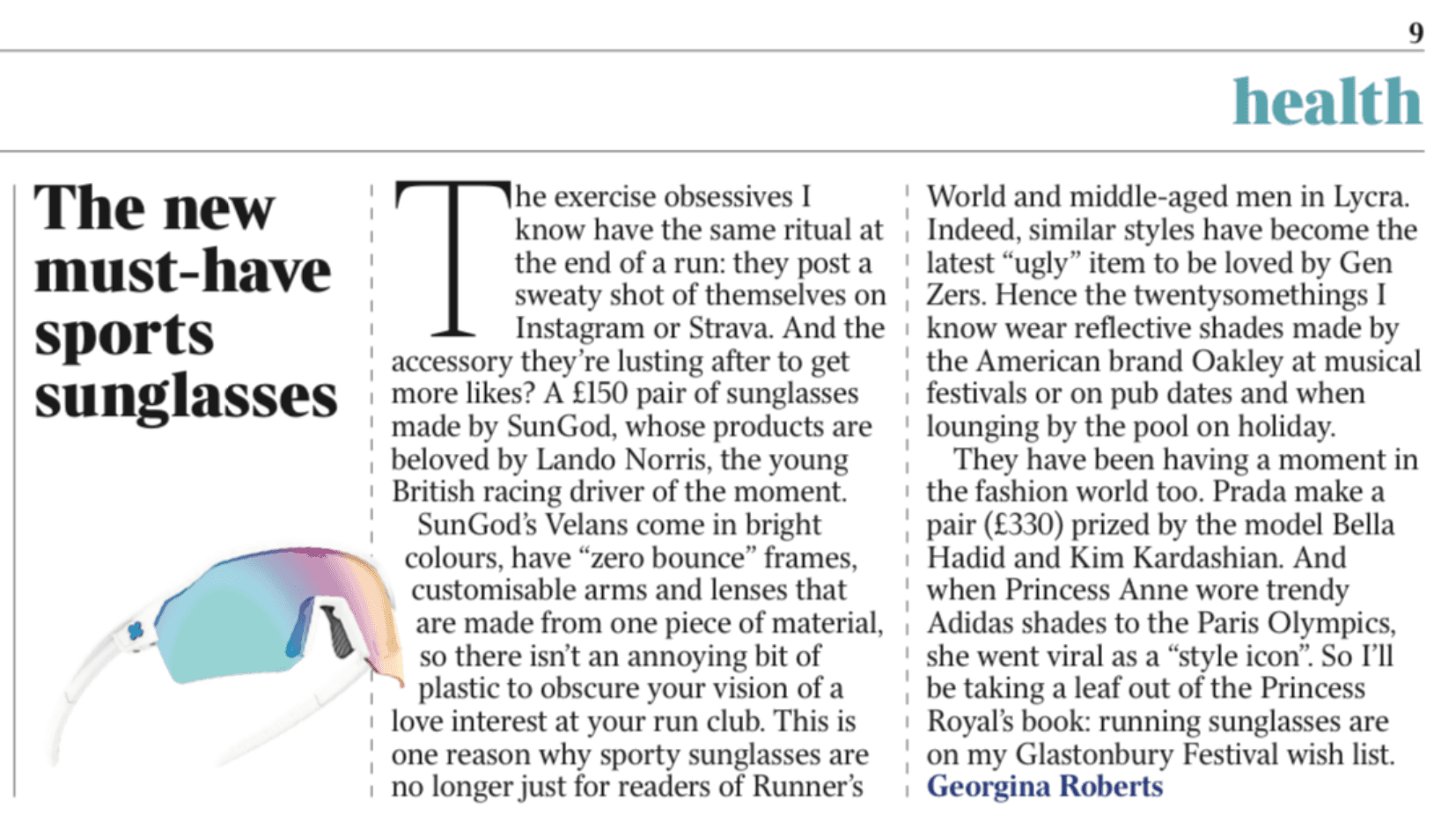 Clipping from The Times article on SunGod