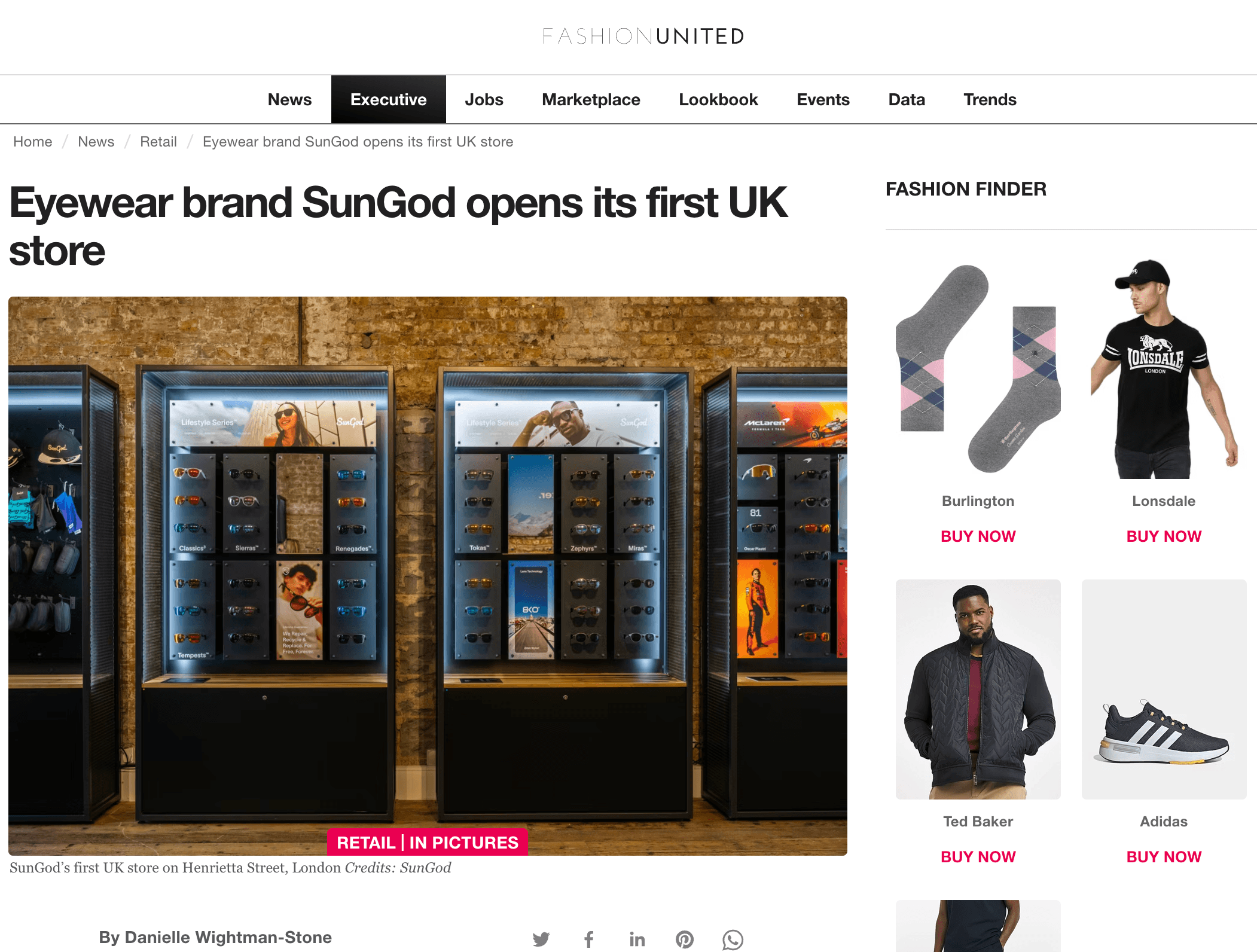 FashionUnited Article On SunGod Store Launch
